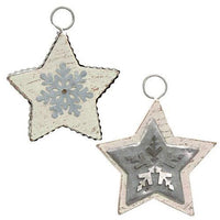 Galvanized Star Ornament 2 Asstd - The Fox Decor