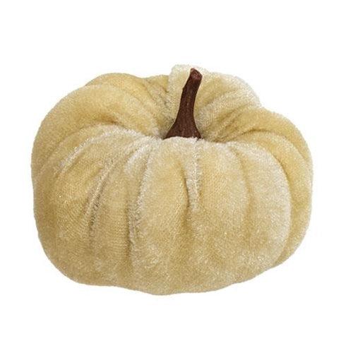 6 Set Mini Velvet Beige Pumpkins - The Fox Decor
