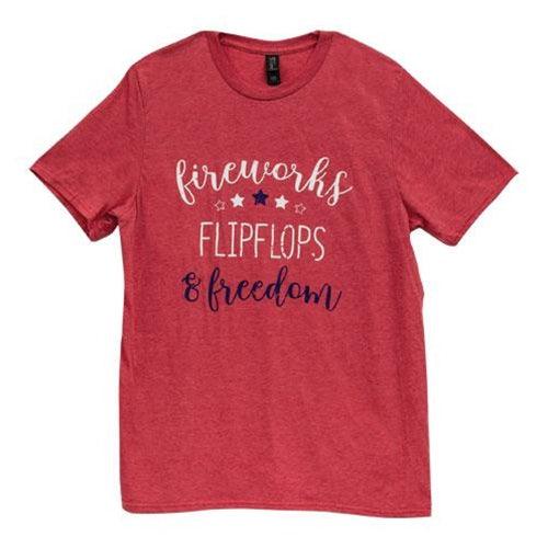 Fireworks Flipflops Freedom T-Shirt Heather Red Small - The Fox Decor