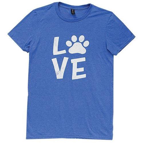 Paw Print Love T-Shirt Heather Blue XL - The Fox Decor