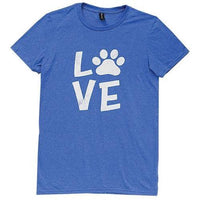 Thumbnail for Paw Print Love T-Shirt Heather Blue XL - The Fox Decor