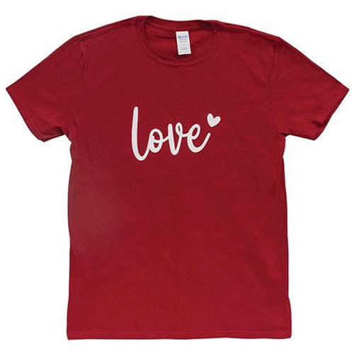 Love Heart T-Shirt Antique Cherry Red Small