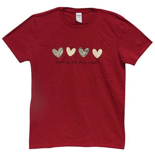 Love Is All You Need T-Shirt Antique Cherry Red Large