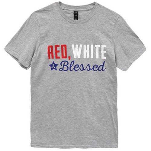 Red White & Blessed T-Shirt Heather Grey XL - The Fox Decor