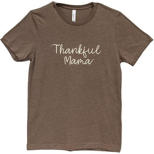 Thankful Mama T-Shirt Heather Brown Small