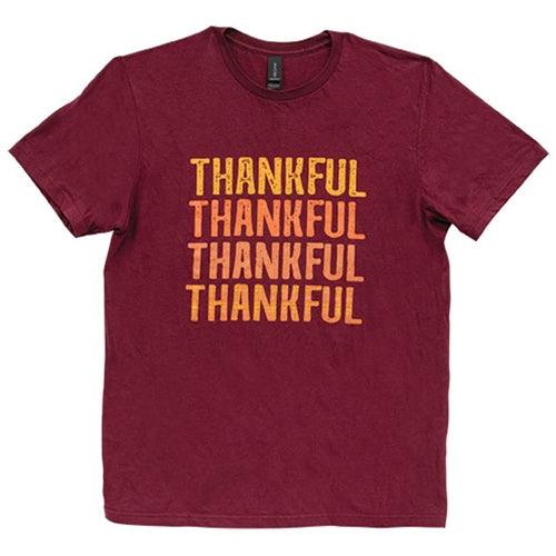 Orange & Plaid Thankful T-Shirt - Maroon - XL - The Fox Decor