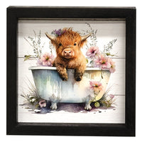 Thumbnail for Baby Tubby Highland w Pink Flowers Shadowbox Frame