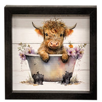 Thumbnail for Baby Tubby Highland w Purple Flowers Shadowbox Frame