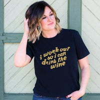 I Workout For Wine T-Shirt Heather Black Small - The Fox Decor