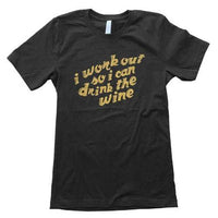 I Workout For Wine T-Shirt Heather Black Small - The Fox Decor