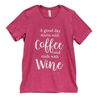 Thumbnail for A Good Day Starts With Coffee T-Shirt Heather Raspberry Large - The Fox Decor