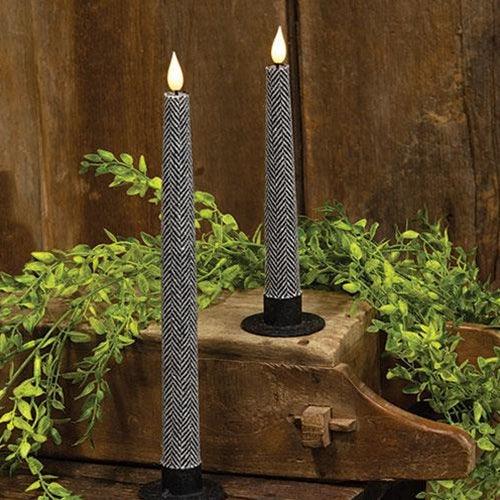 Black & White Chevron LED Taper 1125H - The Fox Decor