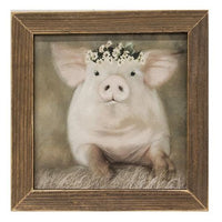 Thumbnail for Painted Piggy Print Brown Stain Frame