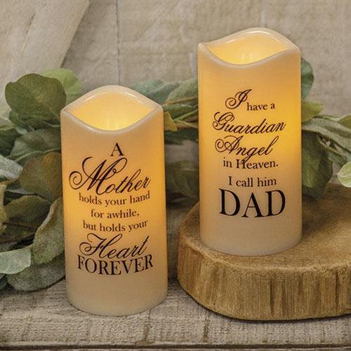 Mother Dad LED Timer Pillar 2 Asstd - The Fox Decor