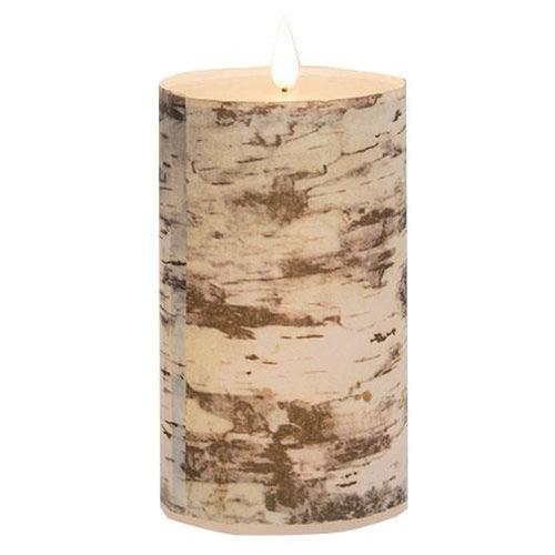 Birch Look LED Timer Pillar 35 x 6 - The Fox Decor