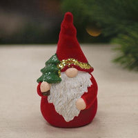 Flocked Resin Santa Gnome Figurine - The Fox Decor