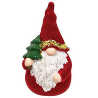 Flocked Resin Santa Gnome Figurine - The Fox Decor