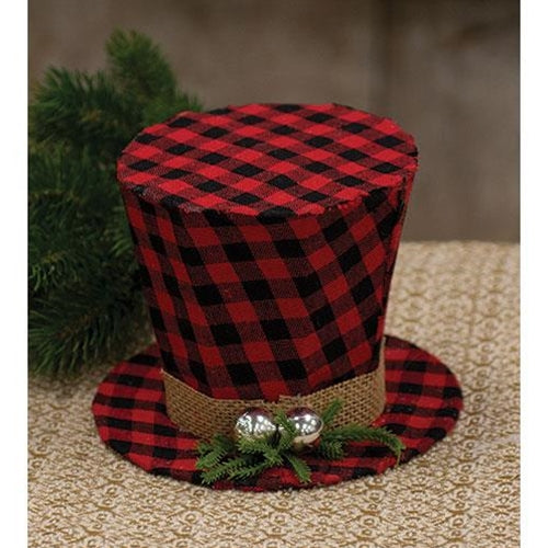 Red & Black Buffalo Check Top Hat