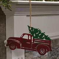 Hanging Distressed Red Metal Truck - The Fox Decor