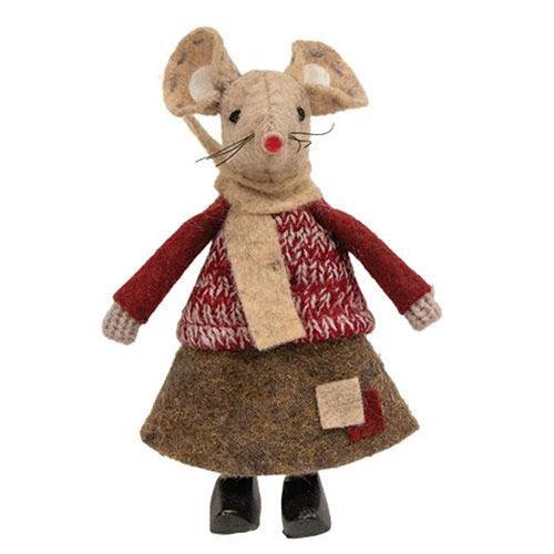 Little Girl Patches Mouse in Clogs & Holiday Sweater - The Fox Decor