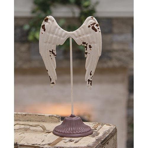 Distressed Metal Angel Wings Pedestal - The Fox Decor