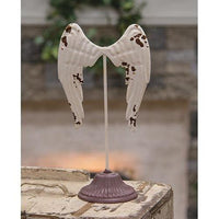 Distressed Metal Angel Wings Pedestal - The Fox Decor