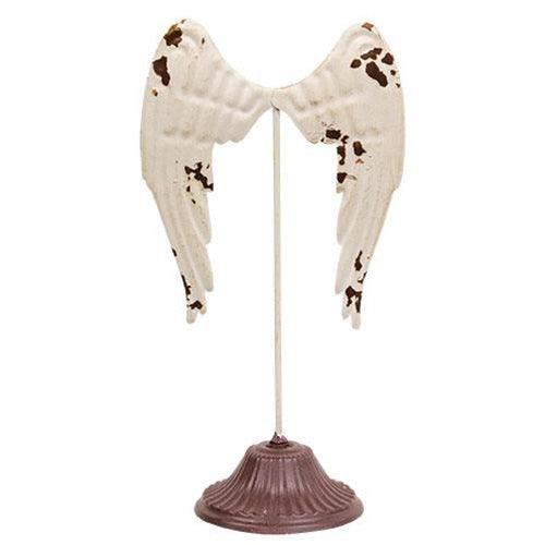 Distressed Metal Angel Wings Pedestal - The Fox Decor