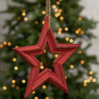 Distressed Red Wooden Frame Hanging Star 10 - The Fox Decor