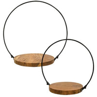 2 Set Wood & Iron Halo Candle Holders - The Fox Decor