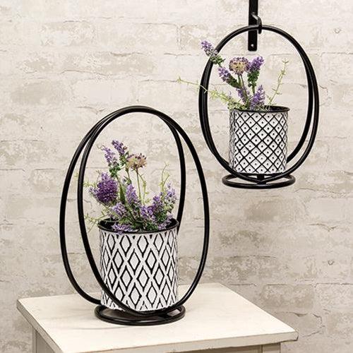 2 Set Boho Planters on Oval Stands - The Fox Decor