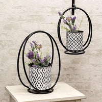 2 Set Boho Planters on Oval Stands - The Fox Decor