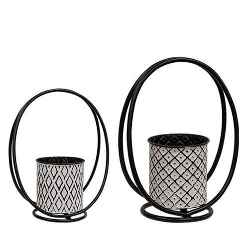 2 Set Boho Planters on Oval Stands - The Fox Decor
