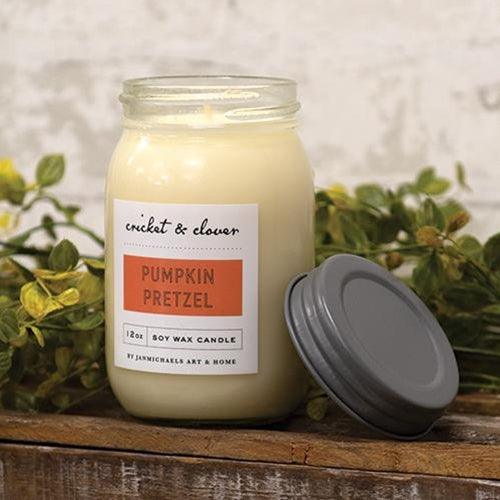 Pumpkin Pretzel Mason Jar Candle 12 oz - The Fox Decor