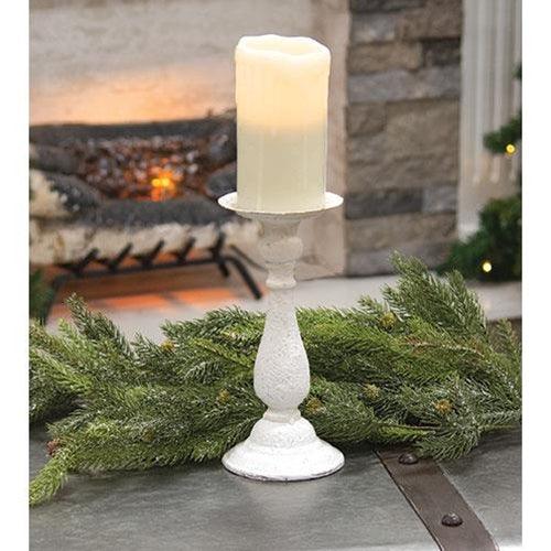 White Textured Pedestal Taper or Pillar Holder 9 - The Fox Decor