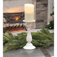 White Textured Pedestal Taper or Pillar Holder 9 - The Fox Decor