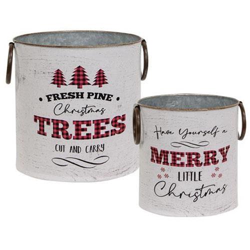 2 Set Christmas Lodge Buckets - The Fox Decor