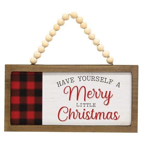 Merry & Bright Baby It's Cold Buffalo Check Beaded Sign Ornament 2 Asstd - The Fox Decor
