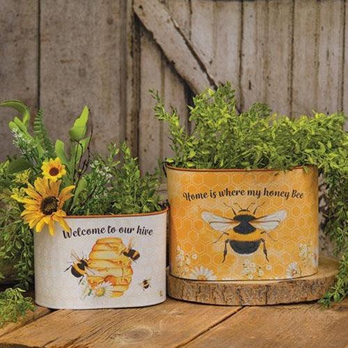 2 Set Honey Bee Oval Buckets