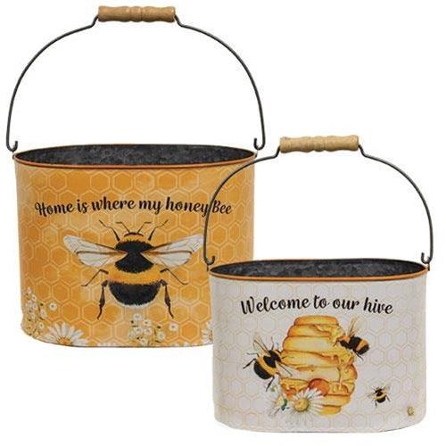 2 Set Honey Bee Oval Buckets - The Fox Decor