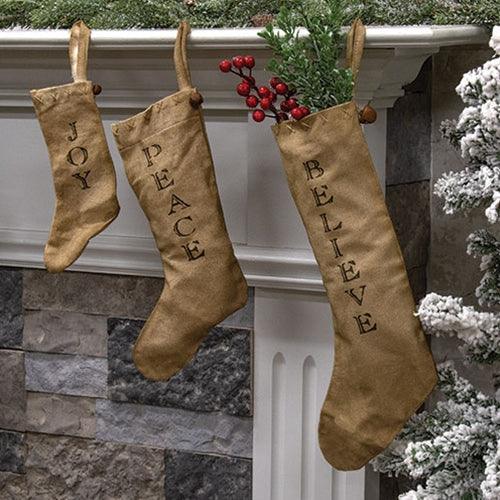 3 Set Peace Love Joy Stockings