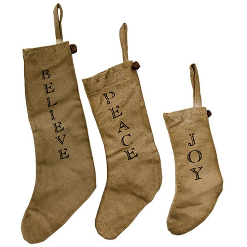 3 Set Peace Love Joy Stockings
