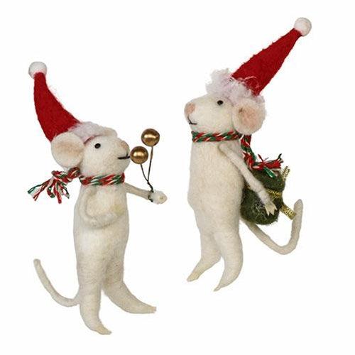 Felted Mouse Ornament 2 Asstd - The Fox Decor