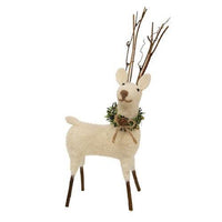 Thumbnail for Large Felted White Standing Reindeer Ornament - The Fox Decor