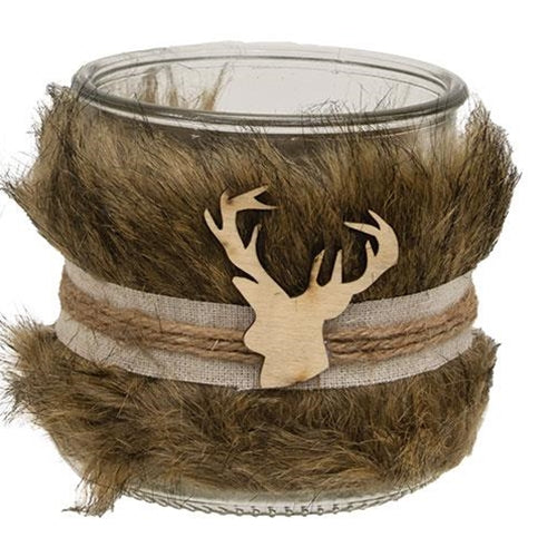 Furry Jar w Reindeer Charm Large