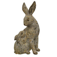 Patina Carved Look Resin Mama and Baby Bunny Figurine - The Fox Decor