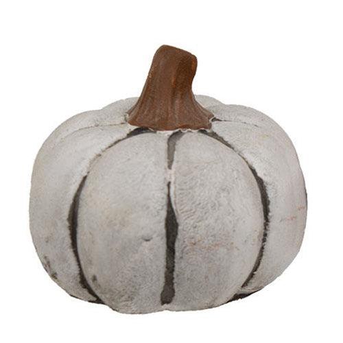 Orange & White Mini Resin Pumpkin 2 Asstd - The Fox Decor