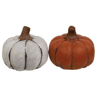 Thumbnail for Orange & White Mini Resin Pumpkin 2 Asstd - The Fox Decor