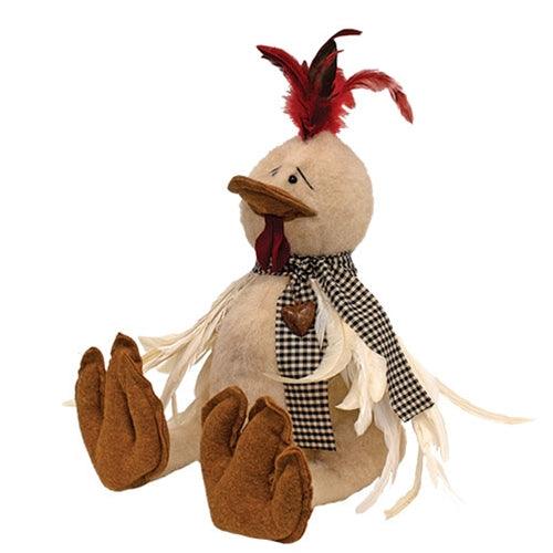 Stuffed Sitting Chicken w/Gingham & Bell Scarf - The Fox Decor
