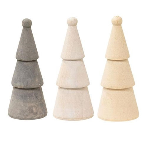Farmhouse Colors Wooden Christmas Tree 4" 3 Asstd sold individually - The Fox Decor