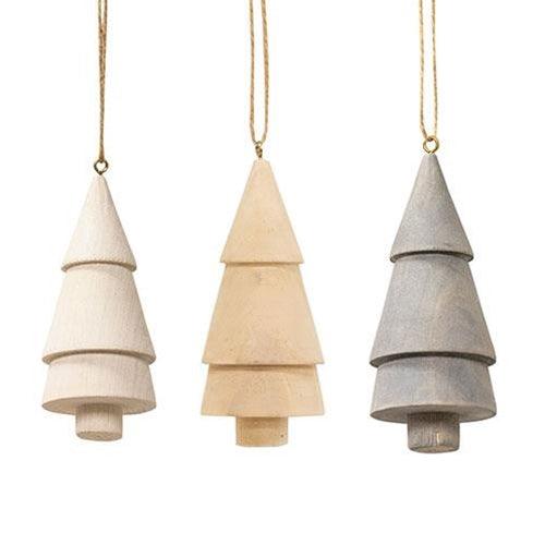 Farmhouse Colors Wooden Christmas Tree Ornament 4 3 Asstd